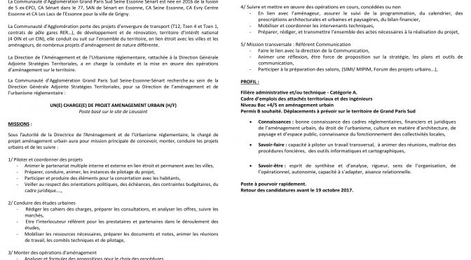 CHARGE(E) DE PROJET AMENAGEMENT URBAIN (H/F)